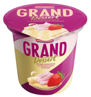 Пудинг Ehrmann Grand Dessert белый шоколад-клубничный мусс; шоколад; ваниль 4,7-6%, 200 г
