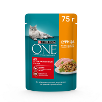 Влажный корм Purina ONE Sterilised для взрослых кошек, с курицей и зеленой фасолью, в соусе, 75 г