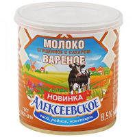 Молоко сгущенное ''Алексеевское'' вареное с сахаром 8,% БЗМЖ, 380 г