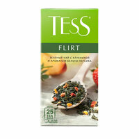 Чай ''Tess'' Flirt зеленый с белым персиком и клубникой 25 пакетиков по 1.5 г