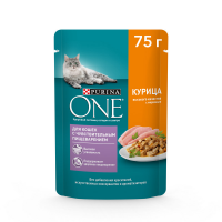 Влажный корм Purina ONE Sensitive для взрослых кошек, с курицей и морковью, в соусе, 75 г